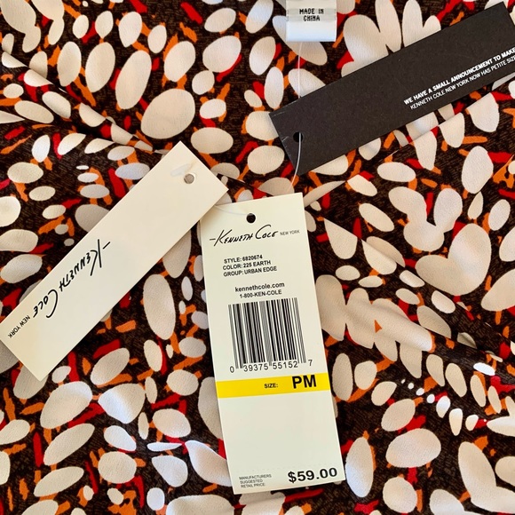 Kenneth Cole Faux Wrap Orange Brown Sleeveless - Picture 2 of 8